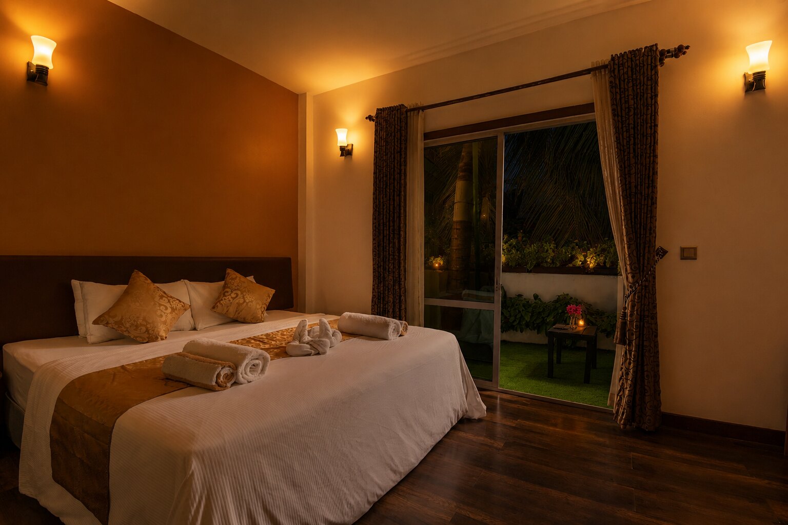 A boutique room at Ostrov Beach at night, Ukulhas — Maldives