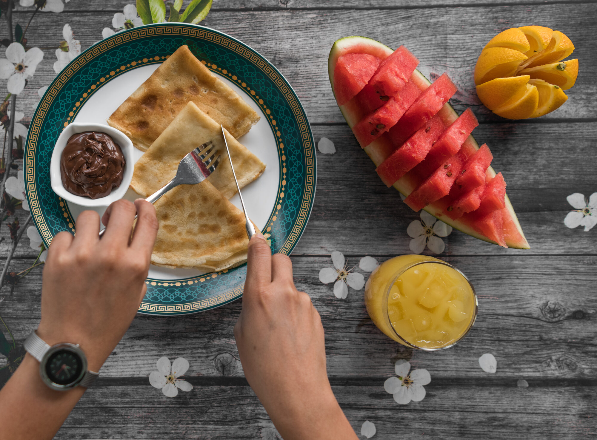 Breakfast spread at Ostrov Café & Bar