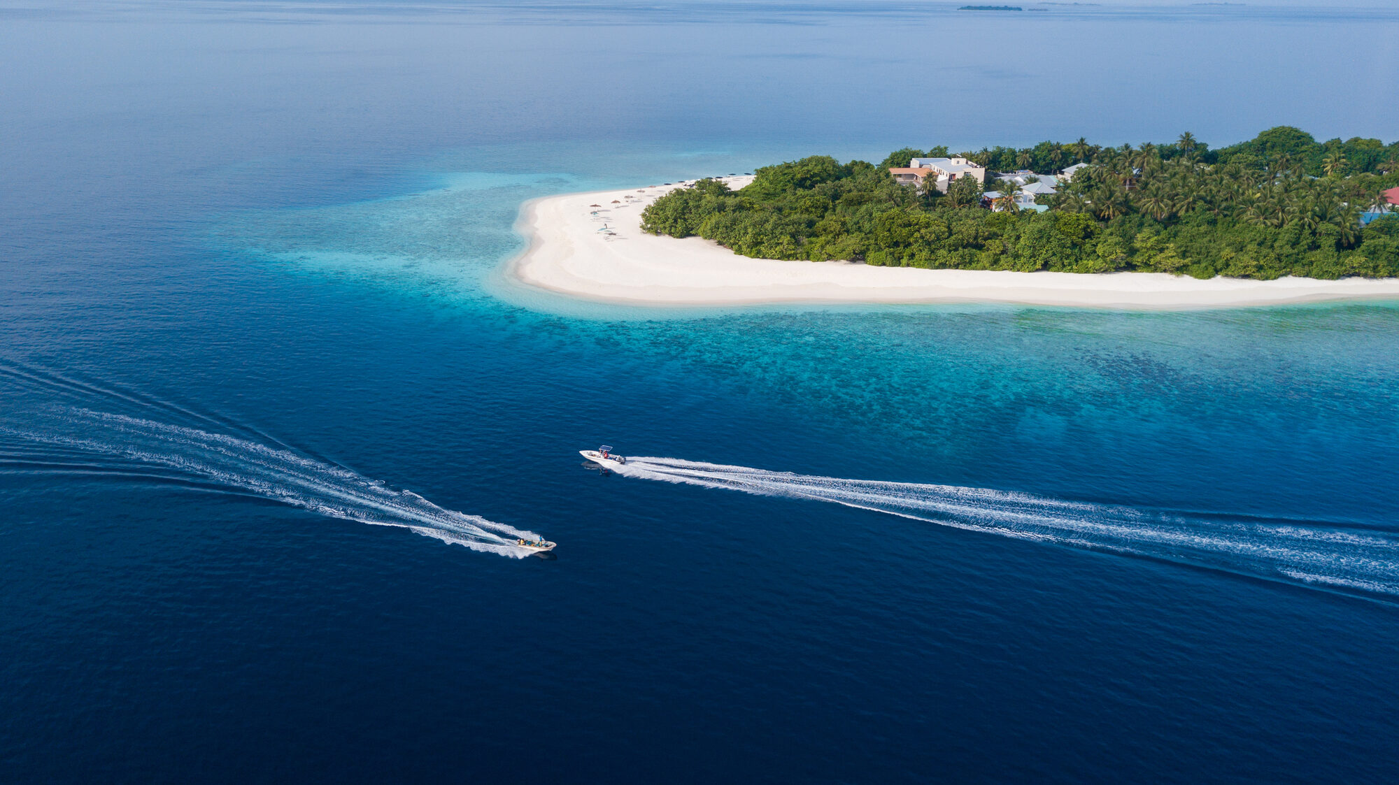 Aerial of Ukulhas Island and its beaches